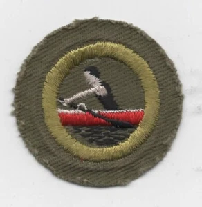 Rowing (Black & White) Merit Badge, Type E Khaki Narrow Crimped (1947-60), Used - Picture 1 of 1