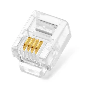 100x RJ11 6P4C Phone Cable Fax Crimp Plugs Connectors Ends Cat 3 ADSL 4 Pi THXI - Zdjęcie 1 z 6