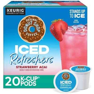 Donut Shop Iced Refreshers STRAWBERRY ACAI 20 Stück K-Cup Pods Keurig BB 3/2025 - Bild 1 von 3