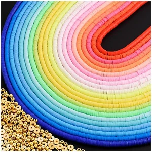 7200pcs Heishi Beads for Jewellery Making Flat Polymer Clay Beads with Alloy ... - Picture 1 of 6
