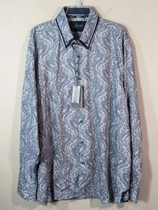 COOGI Designer Luxe Hemd Herren Tri Point Kragen Blau Paisley Street Wear 2XL - Bild 1 von 8