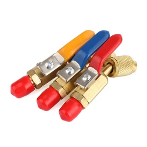 3PCS 45 Degree A/C Ball Shut Valve 1/4" SAE for HVAC R12 R22 R502 Charging Hoses - Picture 1 of 19