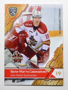 2018-19 Sereal Premium KHL RED Foil #KRS-014 Veli-Matti Savinainen 03/10