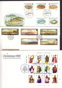 GUERNSEY 1985 COMMEMORATIVE YEAR SET ON FDC ( 7 FDC'S ) - Bild 1 von 2