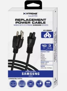 Replacement C5 Power Cable 3 Prong XPCI-1000-BLK (10 Ft) Samsung Device TV PC + - Picture 1 of 4