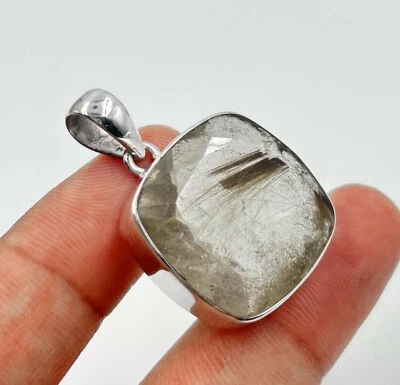 Colgante de plata de ley 925 con piedras preciosas de cuarzo rutilado dorado de San Valentín Foto 1 de 4