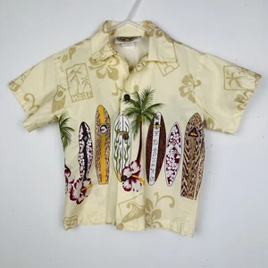 Vtg Winnie Fashion Hawaiian Made Shirt Button Up Maui Floral Surf Retro Boys 4 - Picture 1 of 12