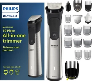 Philips Norelco Multigroom 7000 Stainless Steel Trimmer Beard Body MG7910/49 - Picture 1 of 10
