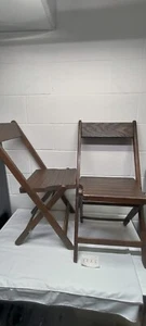Antique Vintage Slat Wood Folding Chair Pair - Kress Wood Chair - Picture 1 of 3