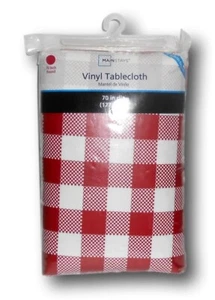 70 inch Rounded Vinyl Table Cloth Country Checker Red (Gingham Style) New - Picture 1 of 1
