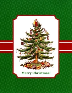 Merry Christmas Spode Classic Tree Gifts Blank Inside Note Cards - Set of 4 - Picture 1 of 2
