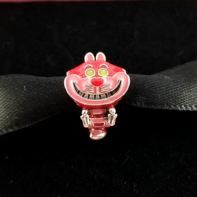 NEW Pandora x Disney Alice in Wonderland Cheshire Cat Pink Silver Charm - Image 1 of 4