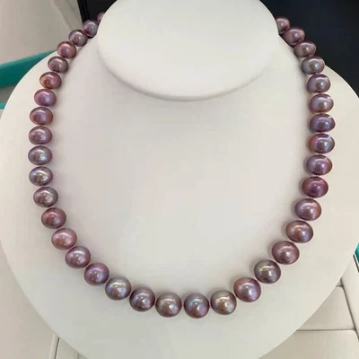 великолепный 9-10 мм Южное море лаванда жемчуг ожерелье 18 дюймов 925s(T) - Изображение 1 из 4