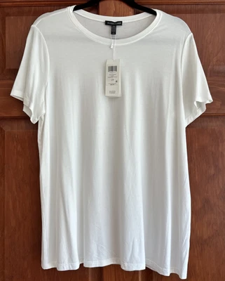 NWT Eileen Fisher White Viscose Top Size Large Cap Sleeve Round Neck Lightweight - Image 1 of 4