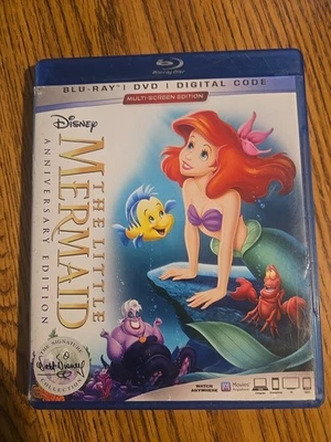 The Little Mermaid (Disney Anniversary Edition Blu-ray/DVD, 1989) New, Sealed! - Image 1 of 3