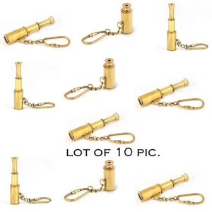 Handmade Lot Of 10 Pcs Brass Telescope Key Ring Nautical Vintage Beautiful Gift - Picture 1 of 3