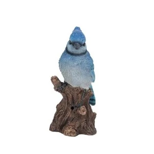 Hi-Line Gift Motion Activated Singing Blue Jay Standing ON Stump - Picture 1 of 6