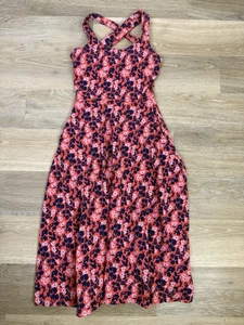 PACT Dress Cross Back Midi XS Sweet Floral Cayenne Organic Cotton - Picture 1 of 12