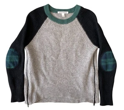 Suéter AUTOTOÑO CACHEMIR Mujer Pequeño 100% Cachemira Cuadros Codo Parche Cremallera Lateral Foto 1 de 4