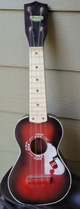 1950' Harmony Stencil Soprano Ukulele Hawaiian Motif w/ Back Cracks & WITH CASE  - Picture 1 of 6