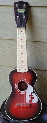 1950' Harmony Stencil Soprano Ukulele Hawaiian Motif w/ Back Cracks & WITH CASE  - Image 1 of 4