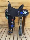 Saddle tack For Independence Day Horse Riders with black base and silver glitter