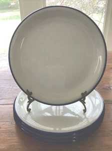 Crown Corning White 11” Dinner Plates Cobalt Blue Rim Set Of 5 - Picture 1 of 5
