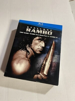 Rambo Trilogy Blu-ray  3-Disc Box Set Collection First Blood Stallone - Image 1 of 3