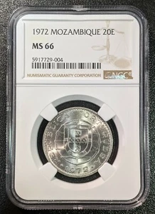 1972 MS66 Mozambique 20 Escudos UNC NGC KM 87 TOP GRADE! - Picture 1 of 2