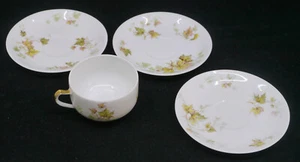 VINTAGE HAVILAND LIMOGES FRENCH PORCELAIN CUP & 3 SAUCERS, AUTUMN LEAF - Picture 1 of 4