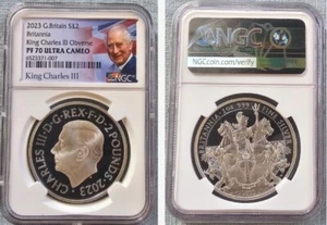 2023 UK S£2 BRITÁNICA KCIII ANVERSE NGC PF70 UC - Imagen 1 de 3