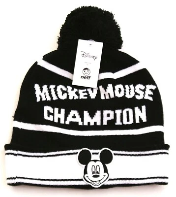 Neff Disney Микки Маус черный и белый манжеты Pom Beanie мужчин один размер новый с Ярлыками - Изображение 1 из 2
