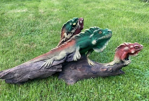 60cm Figur Leguan  Eidechse Echse Drache modelliert auf Treibholz SONDERPREIS - Bild 1 von 7