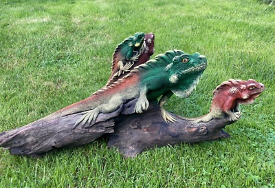 60cm Figur Leguan  Eidechse Echse Drache modelliert auf Treibholz SONDERPREIS - Bild 1 von 4