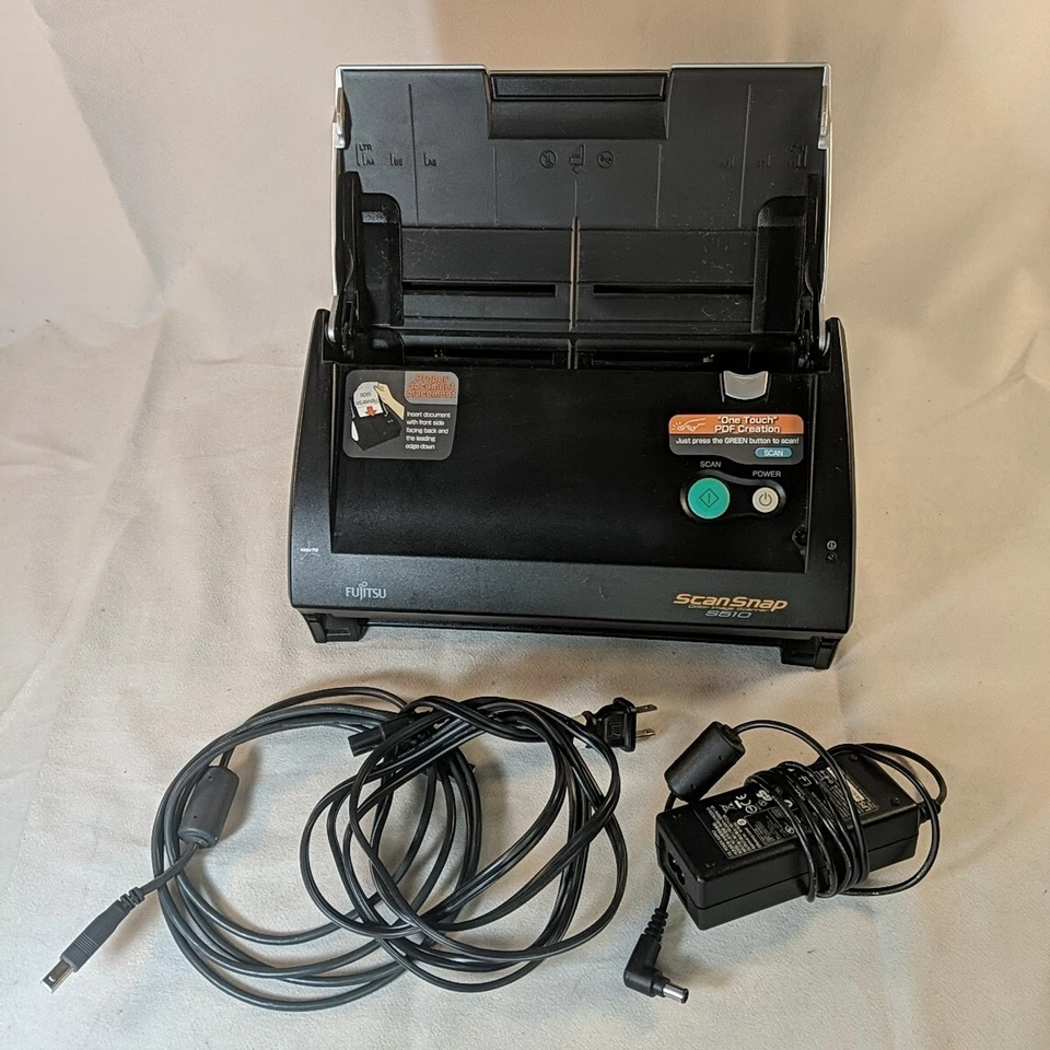Fujitsu ScanSnap S510 Color Image Scanner Silver with Adapter Connection Cables - Image 1 of 4