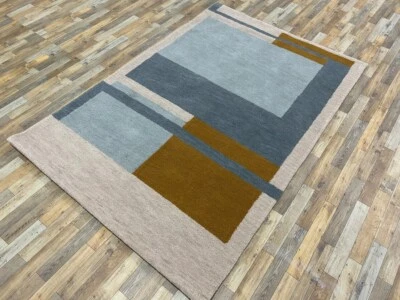 Rug Hand Tufted Wool Area Rug New Geometric Abstract Design Premium Quality Hand - Image 1 of 4
