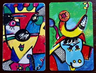 2 x Telefonkarte vom Künstler Otmar Alt: Löwe und Büffel - Bild 1 von 3