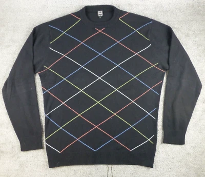 Ike Behar New York Silk Cashmere Pullover Sweater Mens L Black Geometric - Image 1 of 4