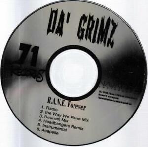 Da' Grimz: R.A.N.E. Forever PROMO MUSIC AUDIO CD Way We Rane Mix Headbangers rap