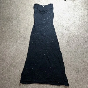 St. John Evening Santana Knit Sexy Black Sequin Sleeveless Maxi Dress Size 8 - Picture 1 of 7