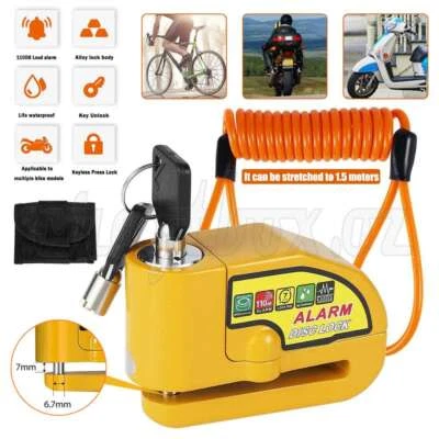 Motorcycle Alarm Disc Lock Motor Bike Brake Security Electric Rotor Lock Bicycle - image 1 of 4