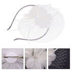 White Fascinator Hat with Veil for Tea Party, , Bridal Wedding