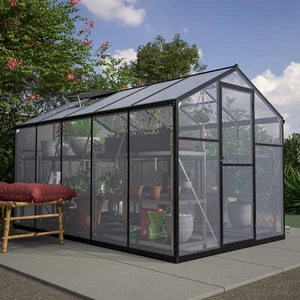 6 x 10 ft Outdoor Polycarbonate Greenhouse Kit Aluminum Frame Walk-in Sunroom - Picture 1 of 14