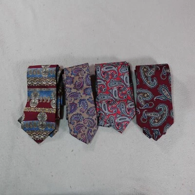 Paisley Tie Lot of 4 Neckties 100% Silk Red Patterned Floral Colorful Outdoor - Image 1 of 4