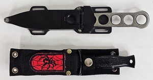 Vintage United UC205 Black Widow & 5 Hole Handle Stainless Steel Knives W/Sheath - Picture 1 of 14