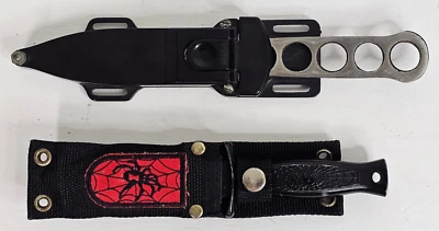 Vintage United UC205 Black Widow & 5 Hole Handle Stainless Steel Knives W/Sheath - Image 1 of 4