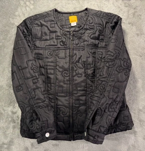 Ruby Rd. Jacket Womens 12 Black Long Sleeve Embroidered Full-Zip Pockets Classic - Picture 1 of 13
