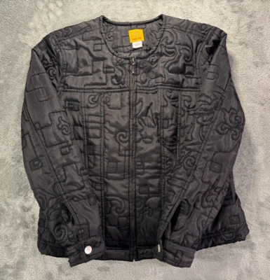 Ruby Rd. Jacket Womens 12 Black Long Sleeve Embroidered Full-Zip Pockets Classic - Image 1 of 4
