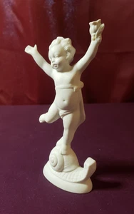 Vintage Bavarian White Porcelain Cherub/Putti Figurine - Dancing Child on Shell - Picture 1 of 3