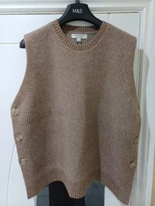 M&S Autograph Wool Blend Ribbed Jumper with Cashmere Size L LARGE HAZELNUT - Picture 1 of 8